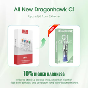 Dragonhawk Tattoo Needles 20PCS in use on a tattoo machine