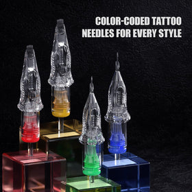 Dragonhawk Tattoo Needles packaging with 20 cartridges displayed