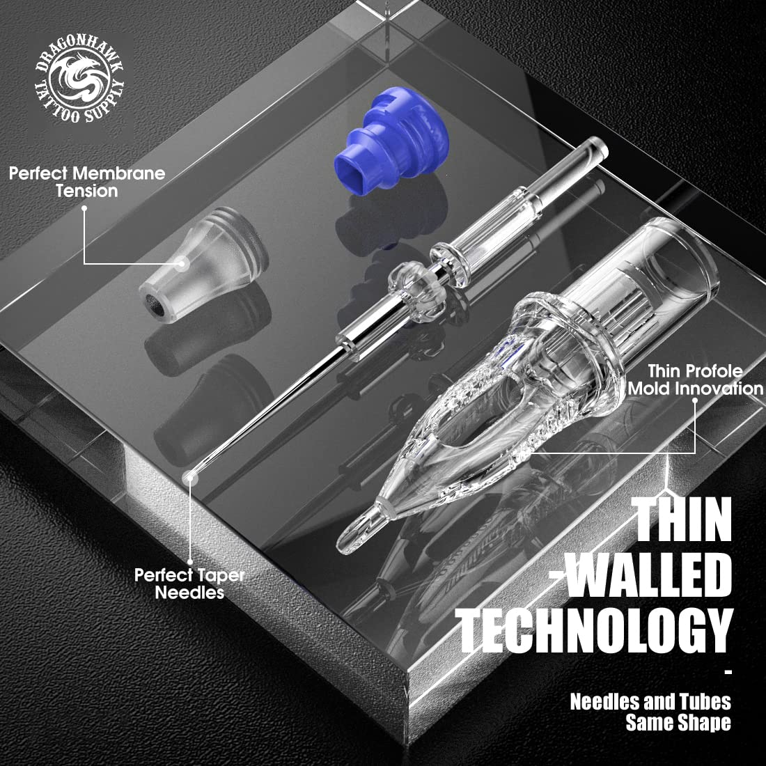 Dragonhawk Tattoo Needles showing ink flow