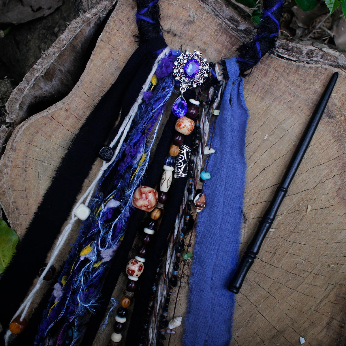 Dreadlock hair ties in various angles showcasing craftsmanship