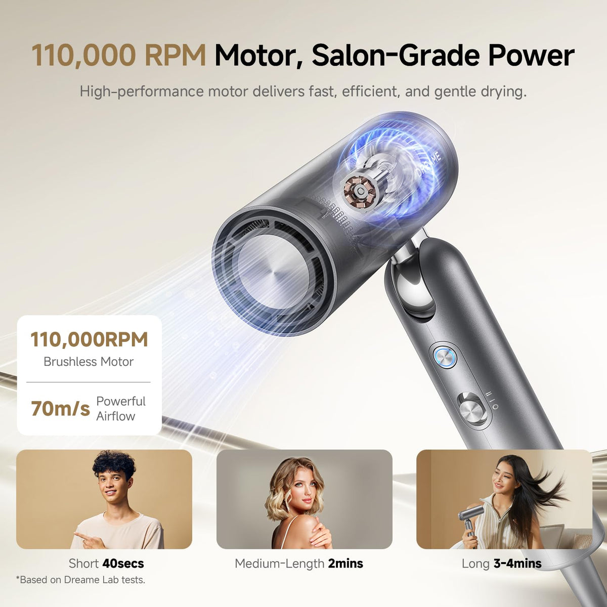 Dreame Pocket Pro Hair Dryer lightweight design on a table