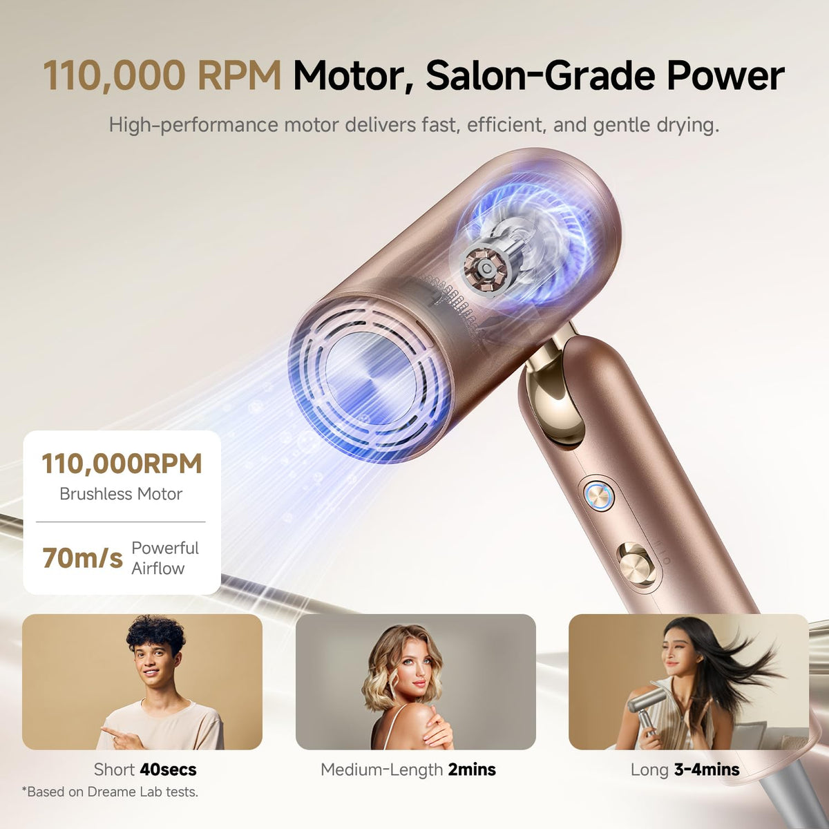 Dreame Pocket Pro Hair Dryer with user-friendly controls