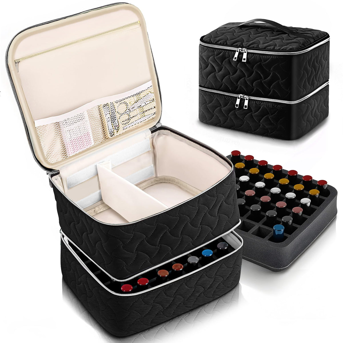 DreamGenius Nail Polish Organizer Bag front view, black