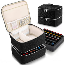 DreamGenius Nail Polish Organizer Bag front view, black