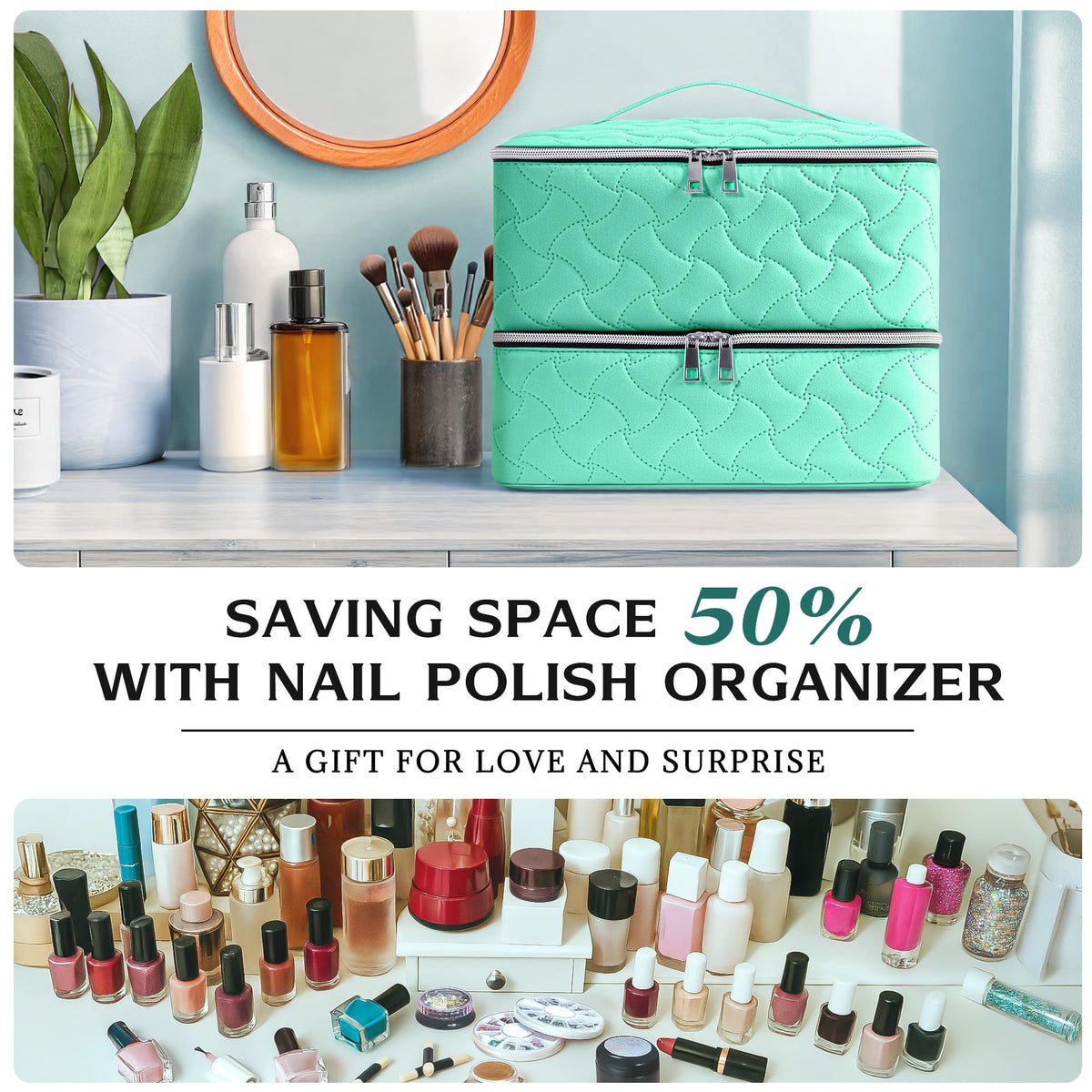 DreamGenius Nail Polish Organizer Bag handle detail