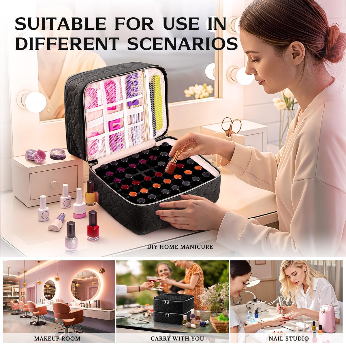 DreamGenius Nail Polish Organizer Bag with nail art tools