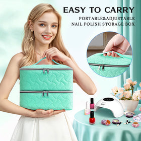 DreamGenius Nail Polish Organizer Bag with various nail art tools