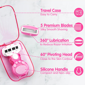DreamGenius Travel Razor in use on skin
