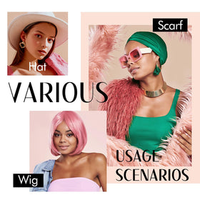 Dreamlover Wig Grip Band tan model wearing the headband