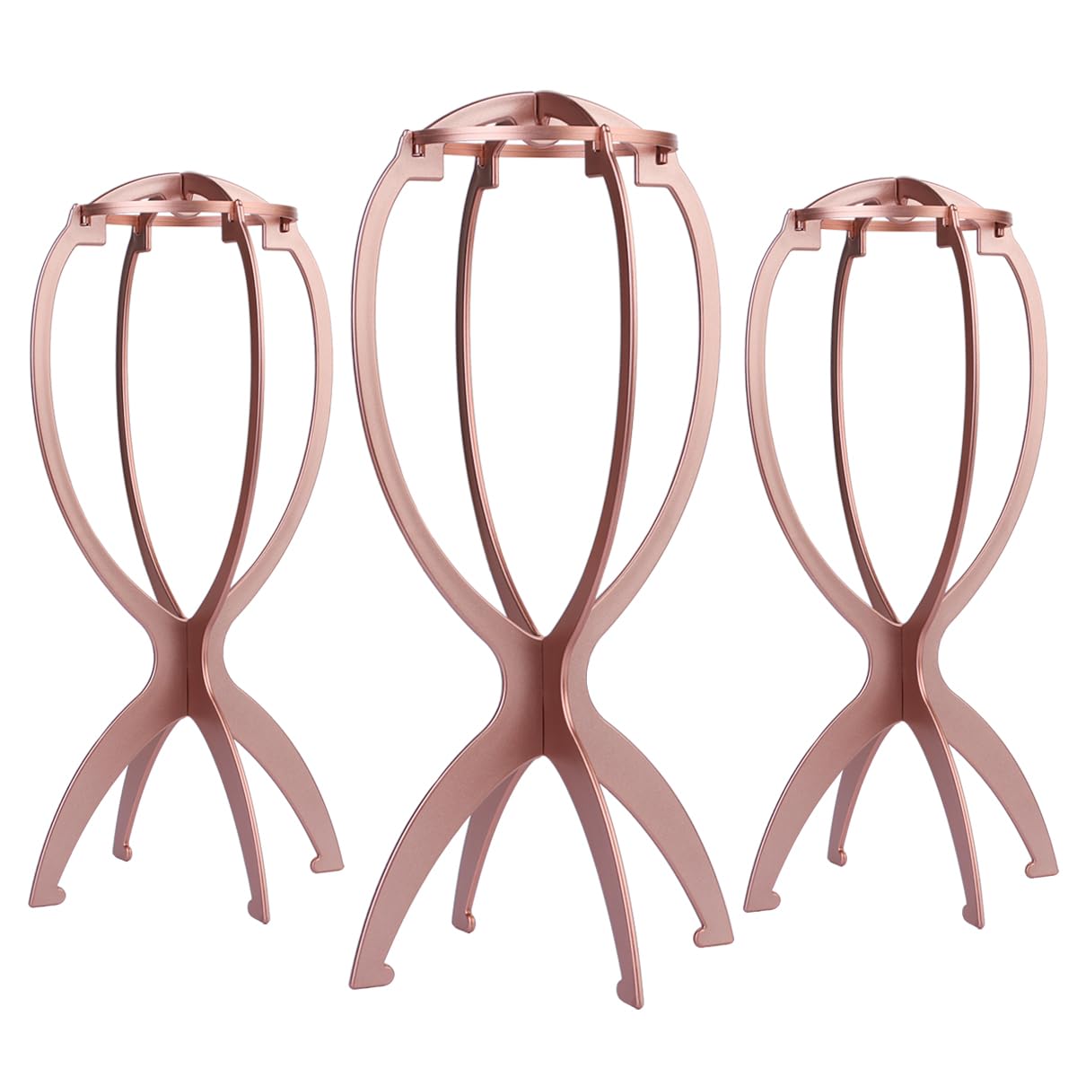Dreamlover Wig Stand 3 Pack in Rose Gold, front view