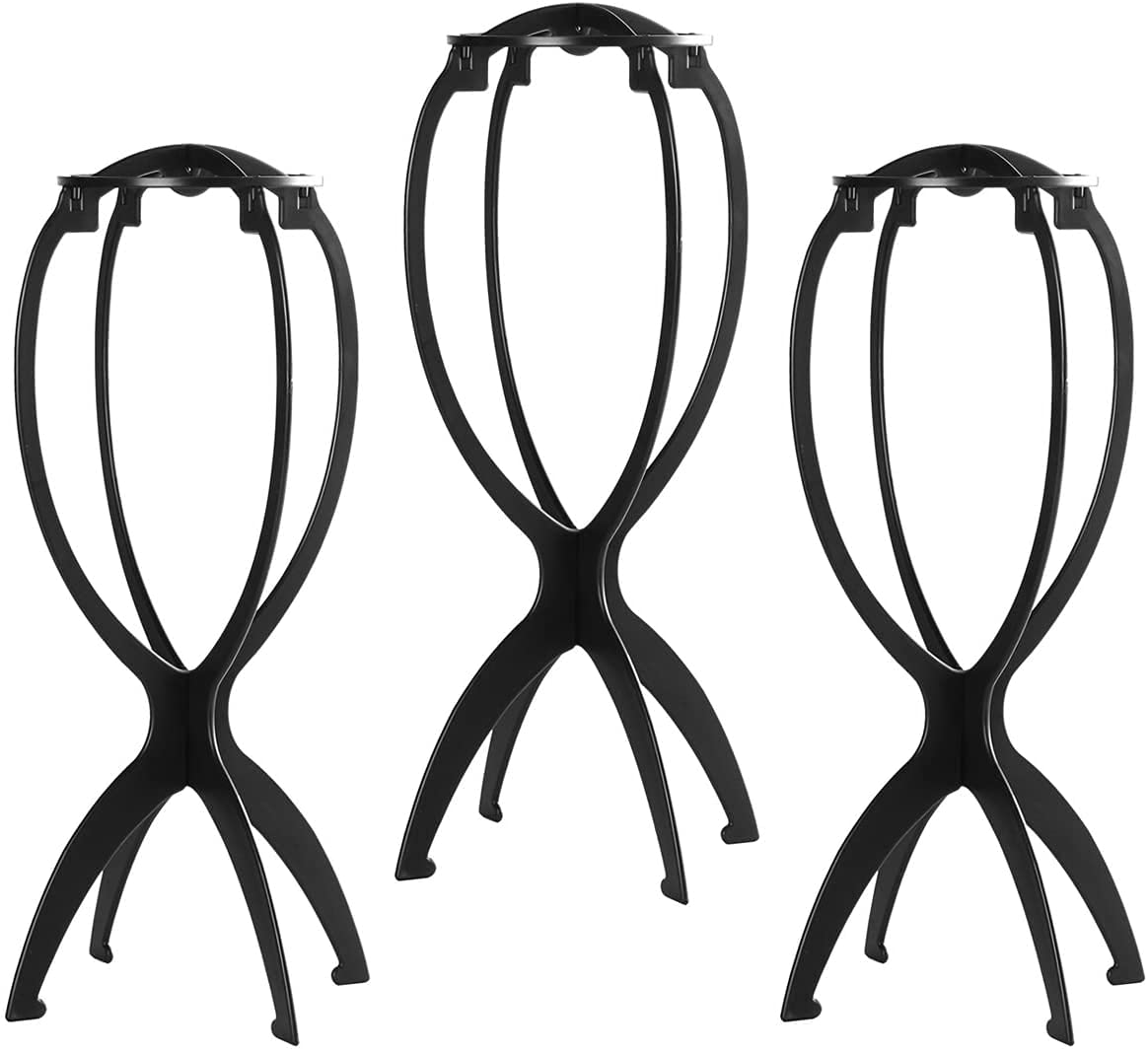 Dreamlover Wig Stand front view, black, 14.2 inches tall