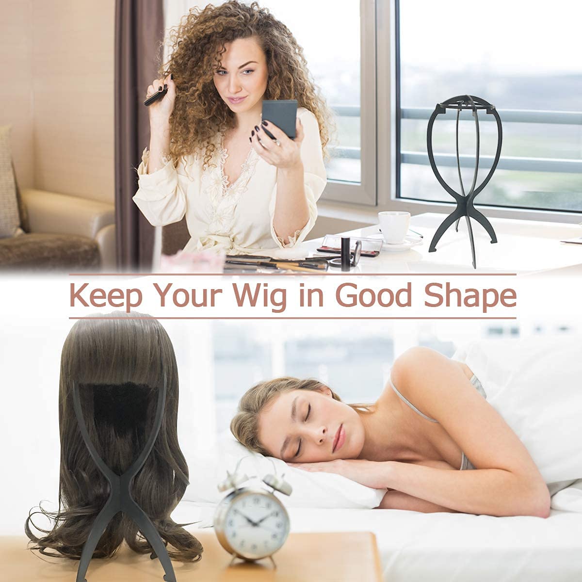 Dreamlover Wig Stand in a travel suitcase for portability