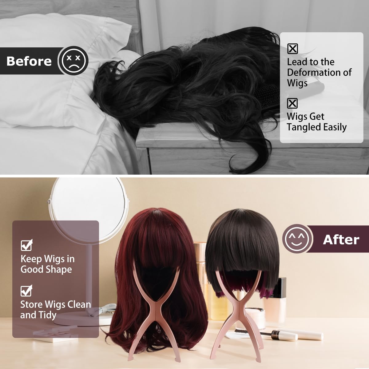 Dreamlover Wig Stand with a cosplay mask