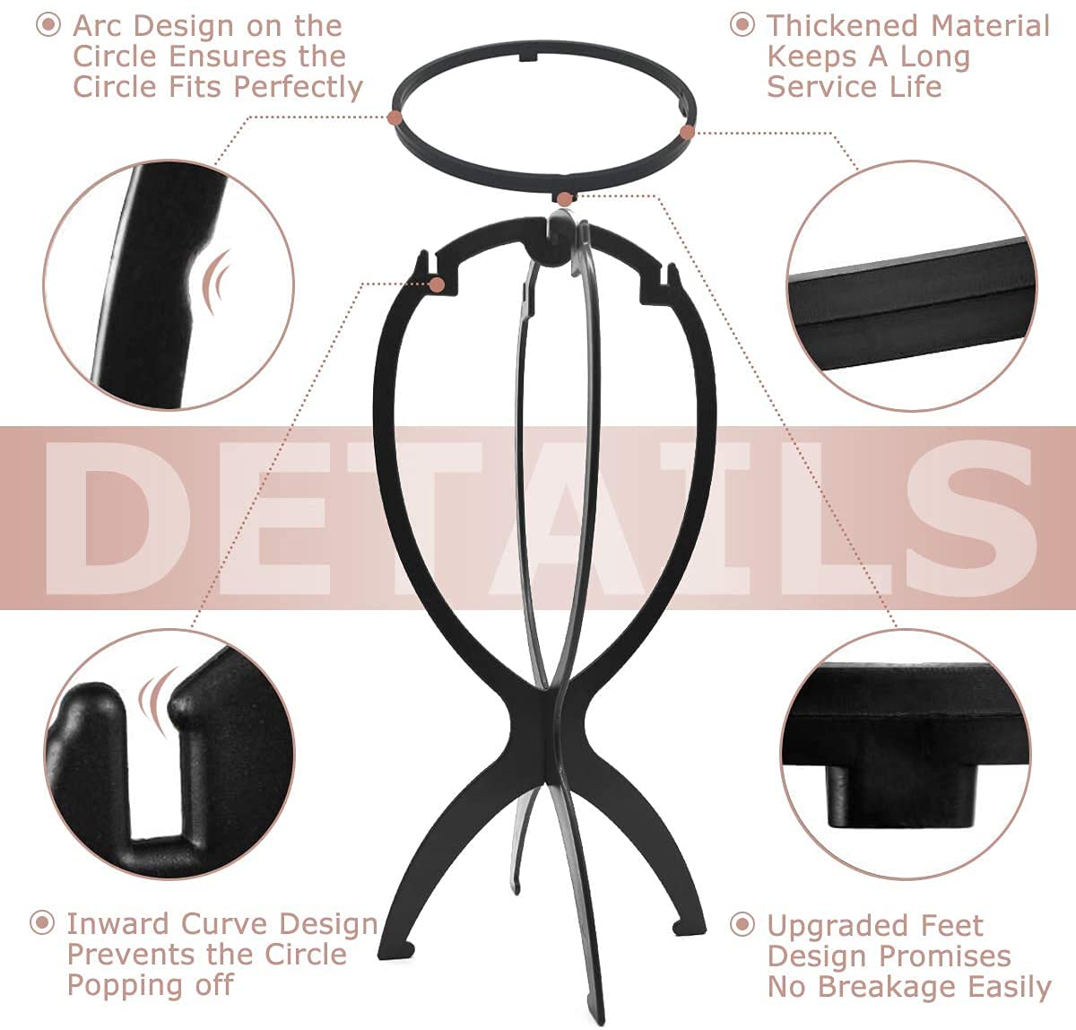 Dreamlover Wig Stand with hats displayed on top