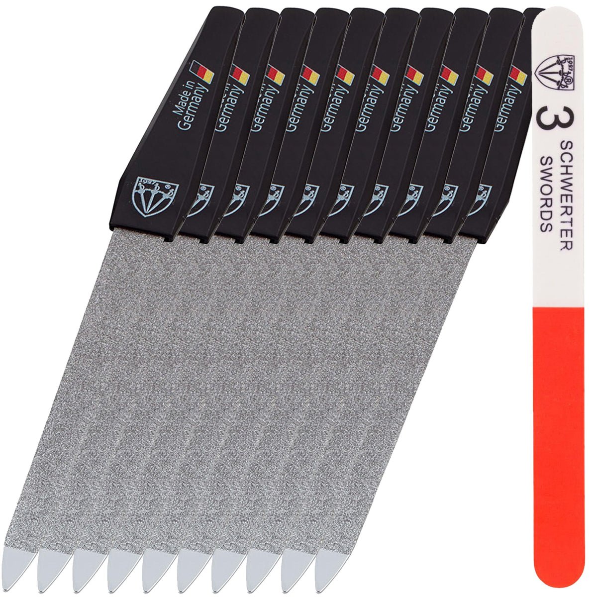 Drei Schwerter Sapphire Metal Nail File Set 10 Pieces front view