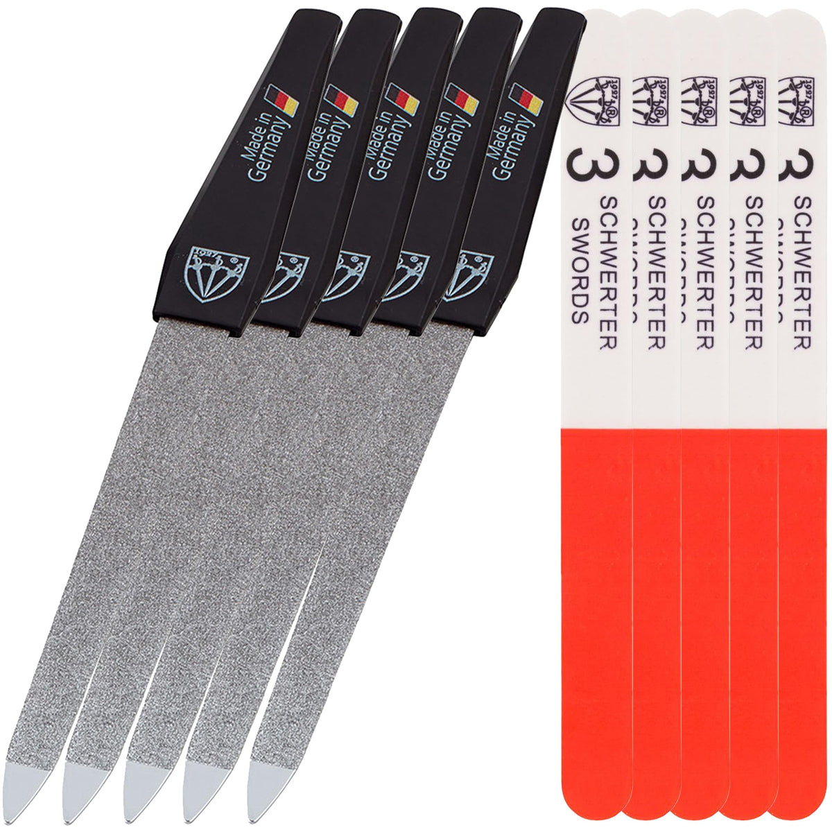 Drei Schwerter Sapphire Metal Nail File Set 5 pieces displayed