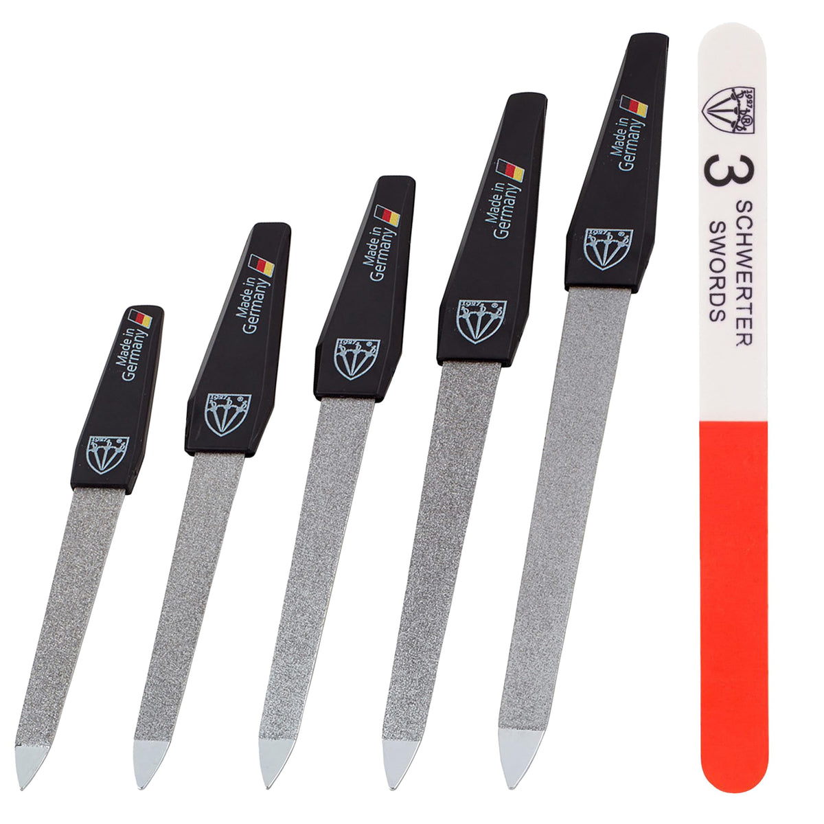 Drei Schwerter Sapphire Nail File Set front view with five files