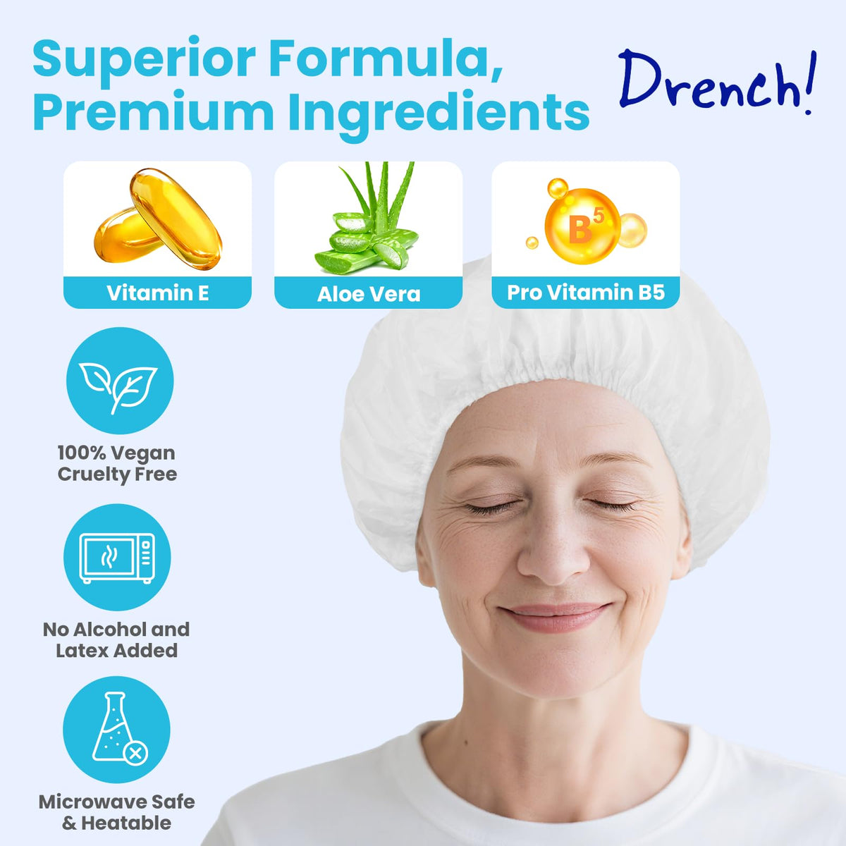 Drench! Medical No Water Hair Washing Cap opened showing inside