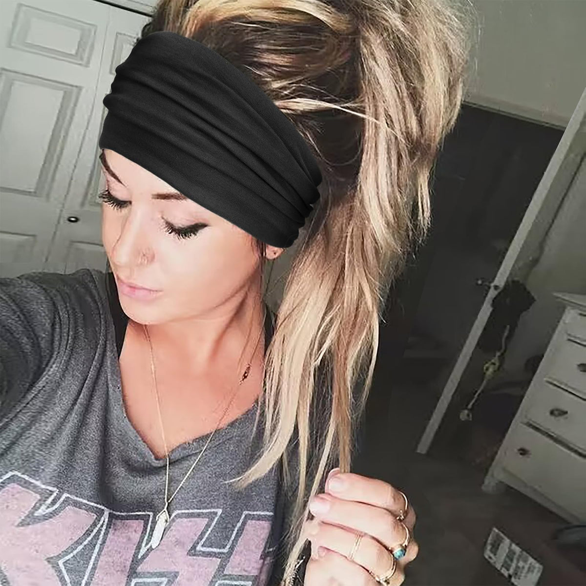 DRESHOW headband in use while running outdoors
