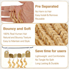 DRESSMAKER crochet hair package showing 60g of blonde extensions
