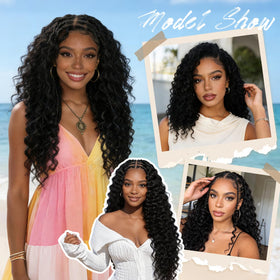 DRESSMAKER Human Crochet Hair 14 Inch Deep Wave styled for an event