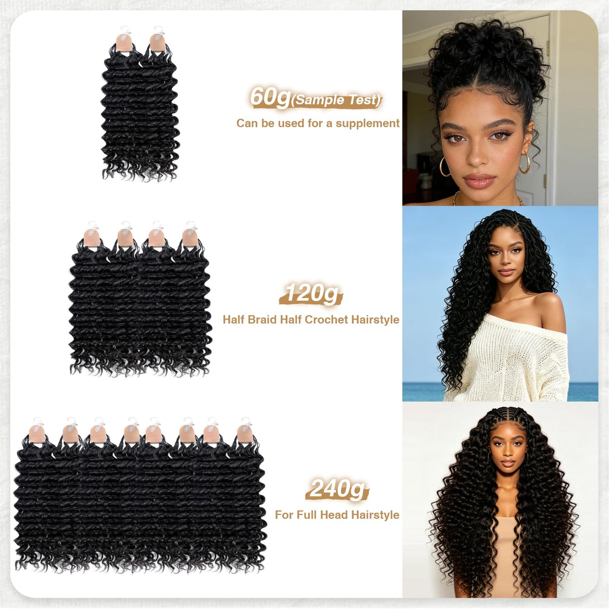 DRESSMAKER Human Crochet Hair 18 Inch Deep Wave installation process