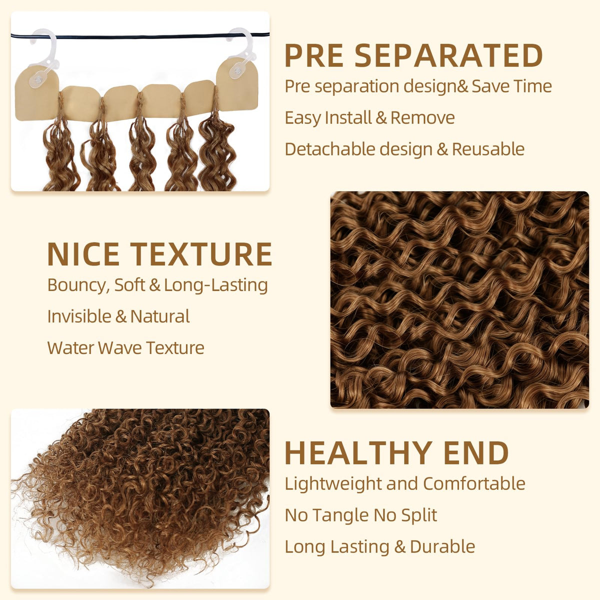 DRESSMAKER Human Crochet Hair 18 Inch Water Wave Auburn close-up