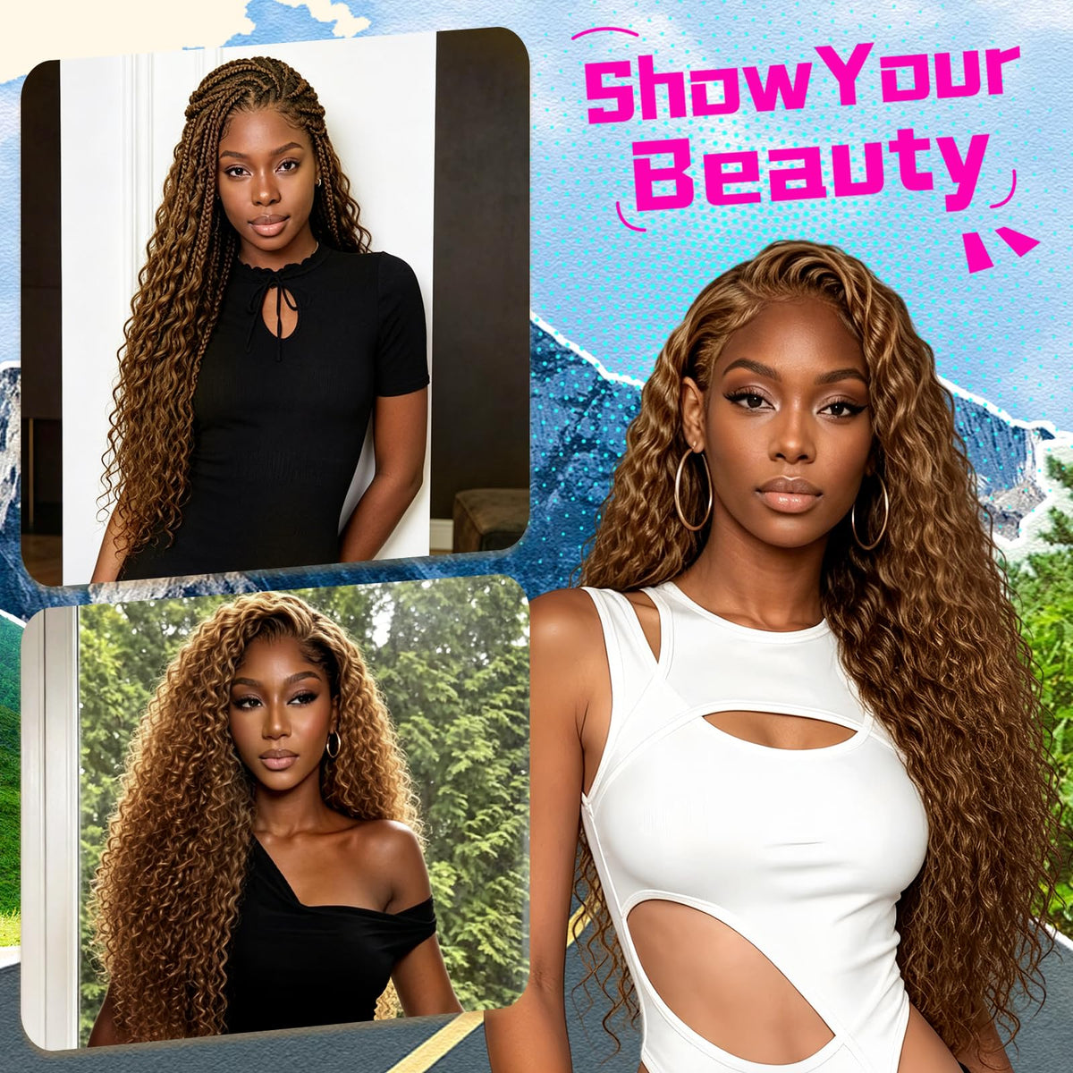 DRESSMAKER Human Crochet Hair 18 Inch Water Wave Auburn in various shades