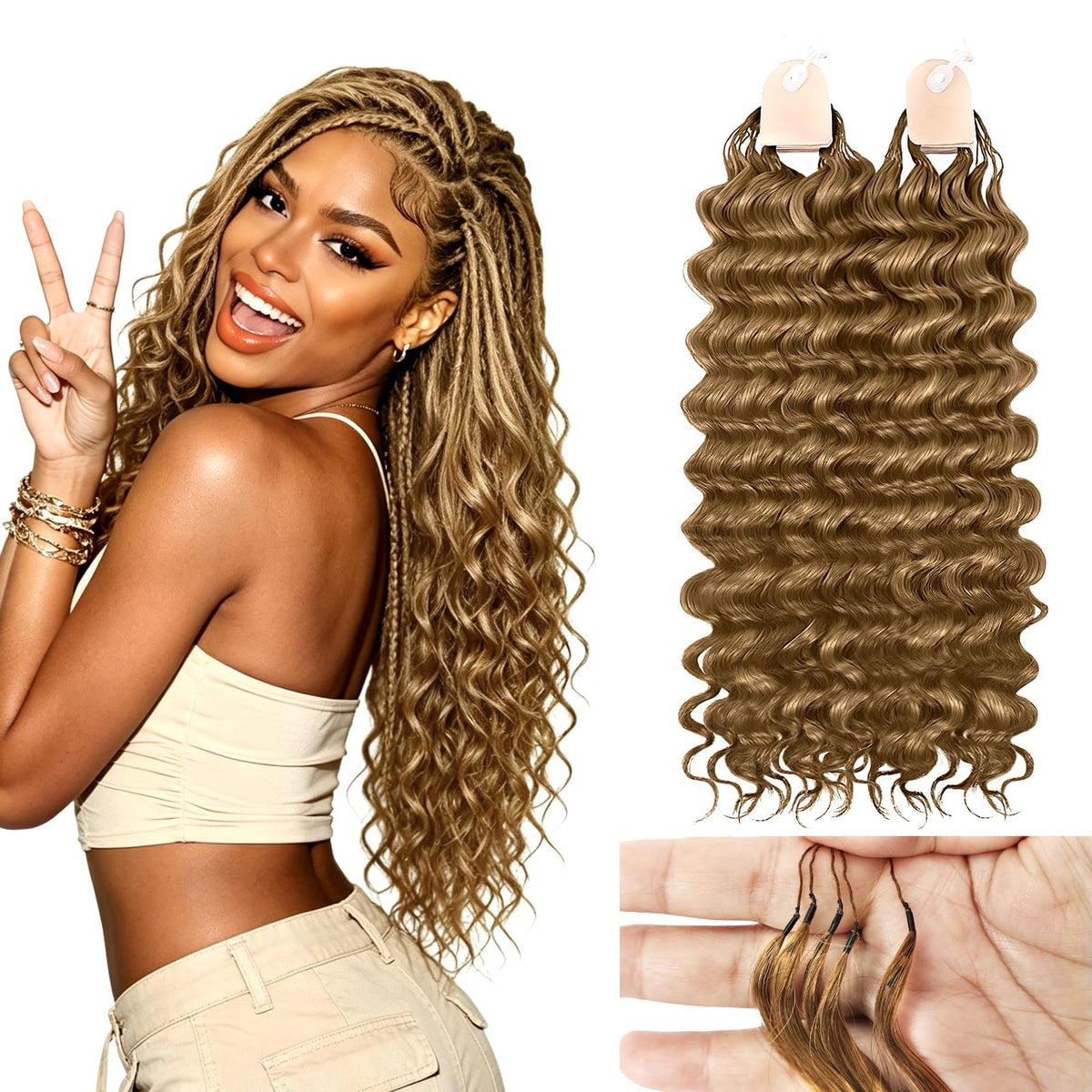 DRESSMAKER Human Crochet Hair Extensions 18 Inch Deep Wave front view