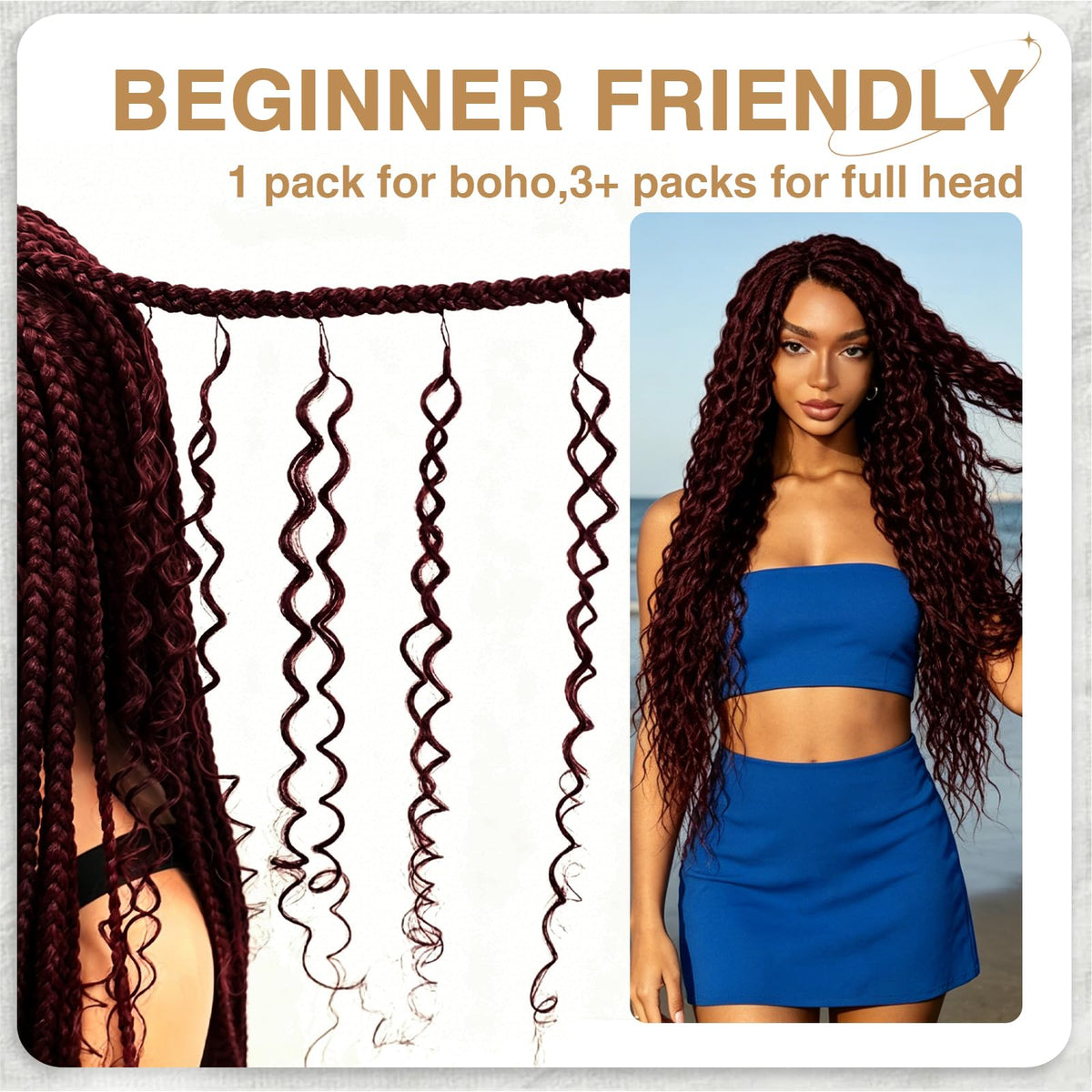 DRESSMAKER Miracle Knots Crochet Hair 18 Inch Black Wine installation scene