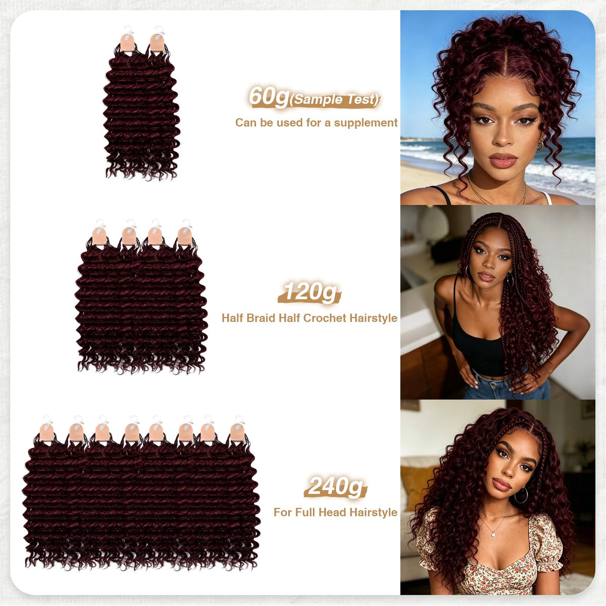 DRESSMAKER Miracle Knots Crochet Hair 18 Inch Black Wine strands