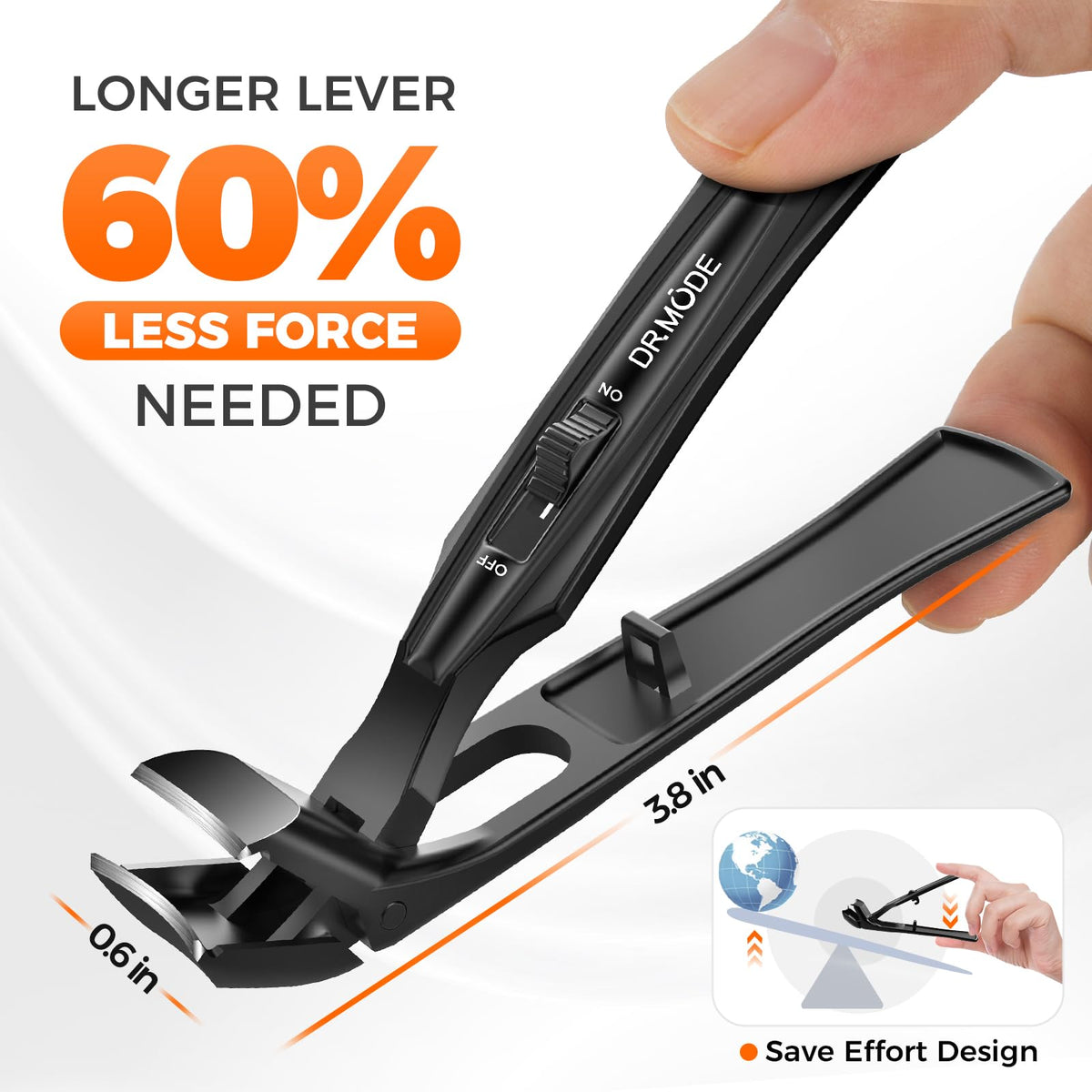 DRMODE Toenail Clippers ergonomic handle close-up