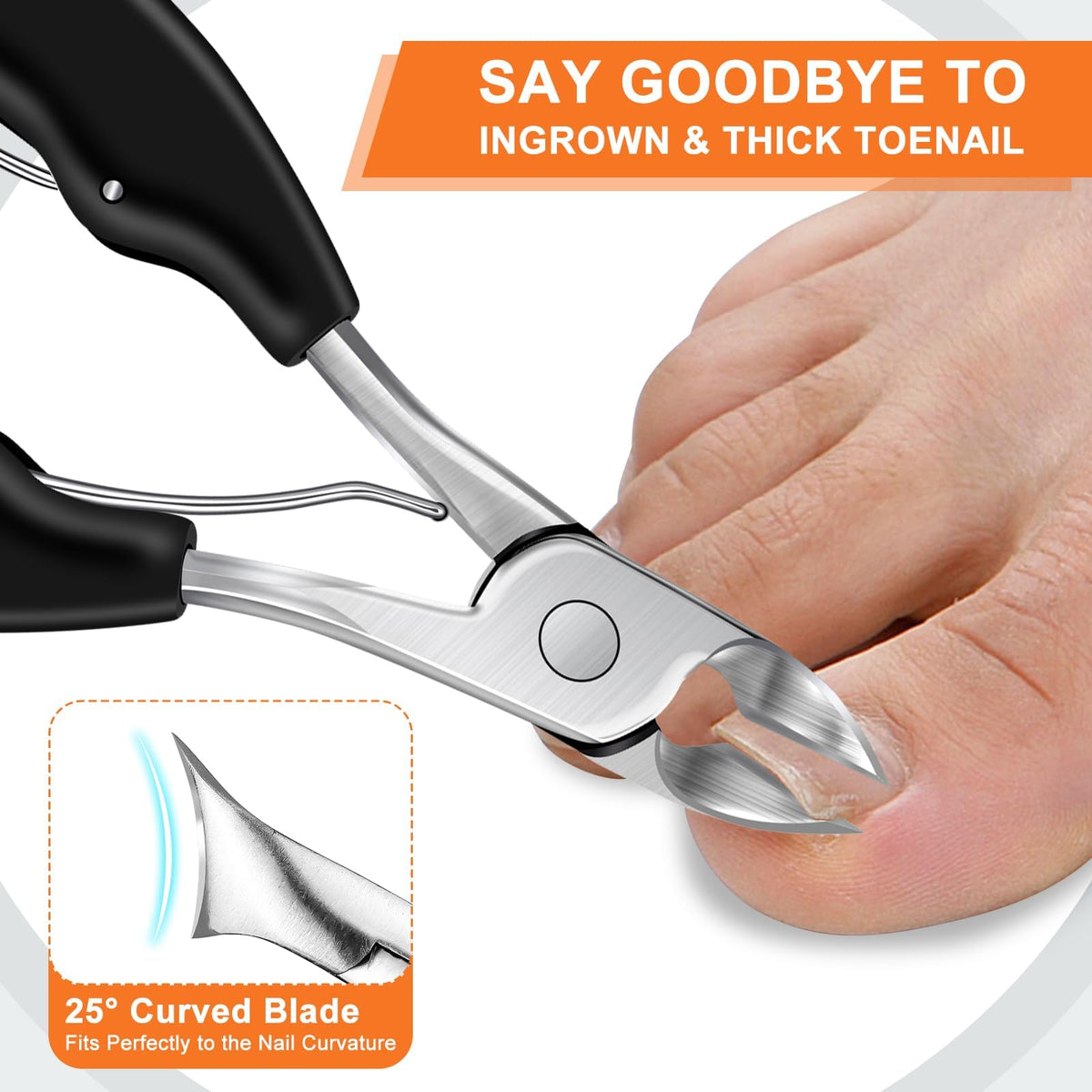 DRMODE Toenail Clippers showing extra wide opening feature