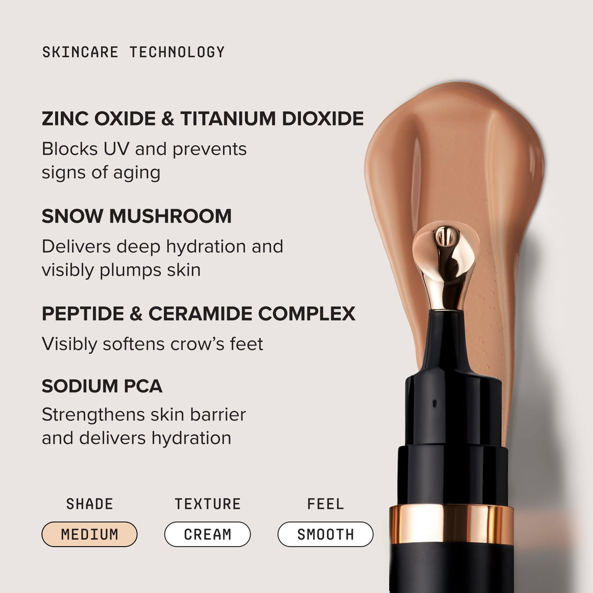 DRMTLGY Luminous Eye Corrector SPF 41 Medium with makeup