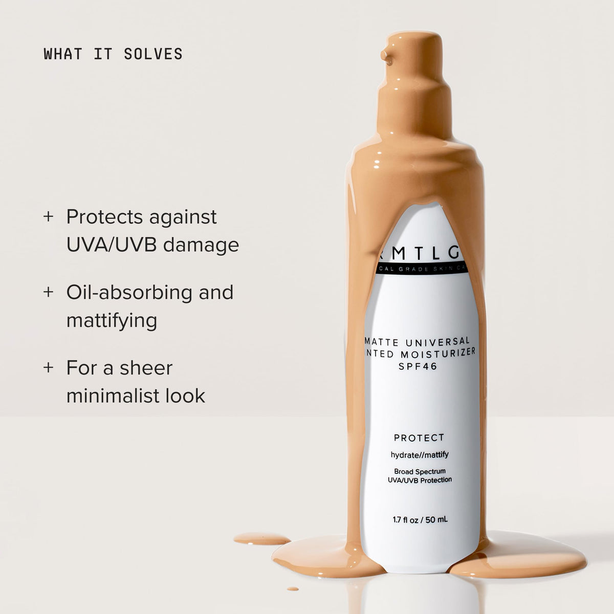 DRMTLGY Matte Universal Tinted Moisturizer SPF 46 texture on skin