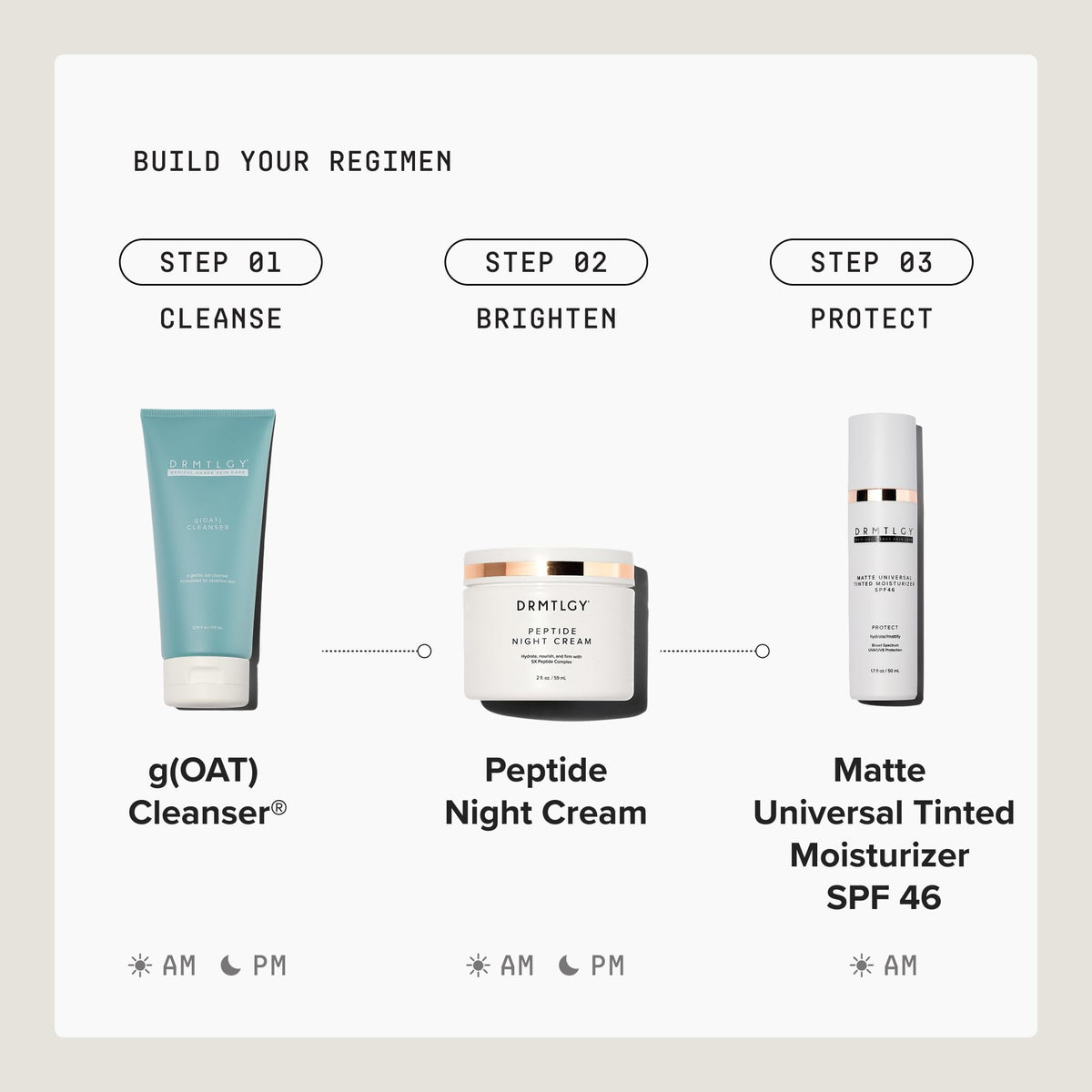 DRMTLGY Matte Universal Tinted Moisturizer SPF 46 with makeup brushes