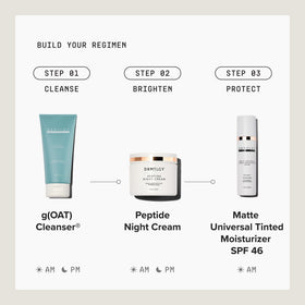 DRMTLGY Matte Universal Tinted Moisturizer SPF 46 with makeup brushes