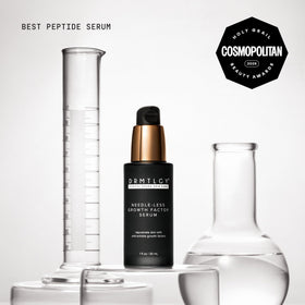 DRMTLGY Needle-less Growth Factor Serum on bathroom counter