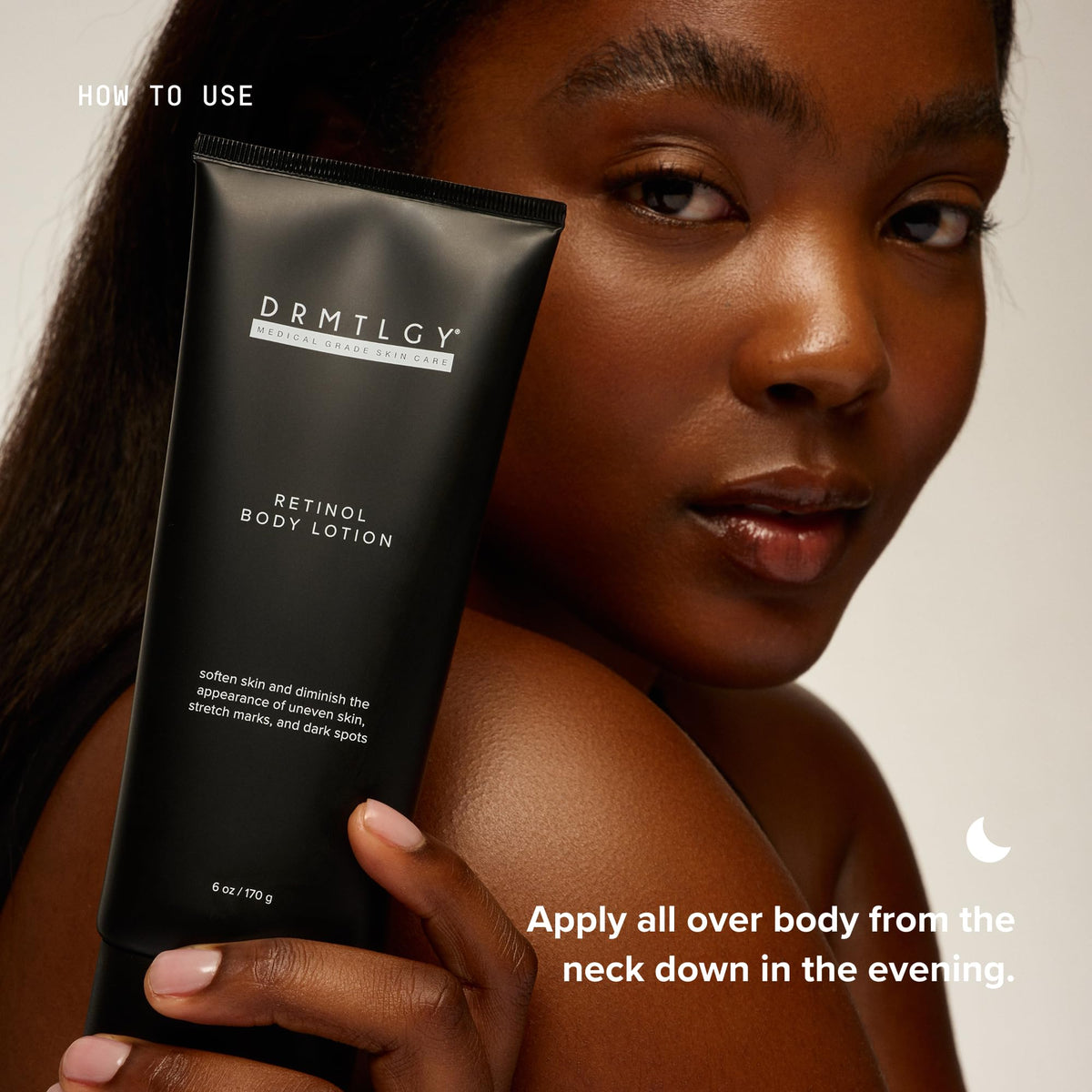 DRMTLGY Retinol Body Lotion back view with details