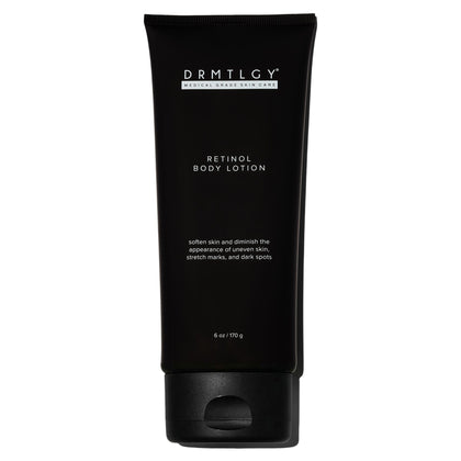 DRMTLGY Retinol Body Lotion front view with packaging