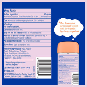Dry Idea Gel Deodorant with ingredients list visible