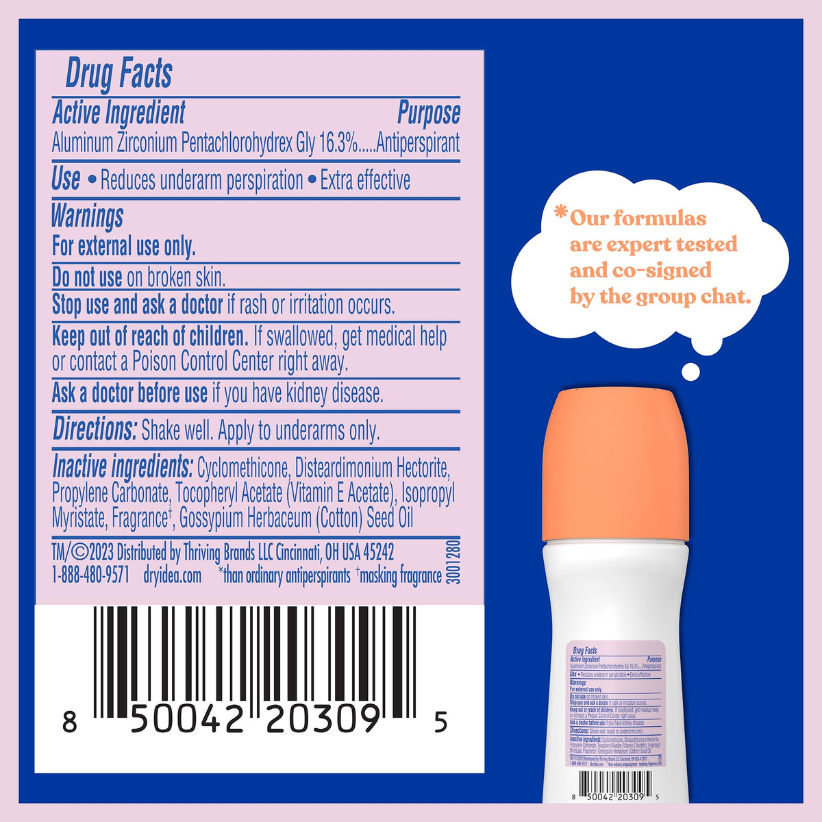 Dry Idea Unscented Roll-On Deodorant displayed with other personal care items