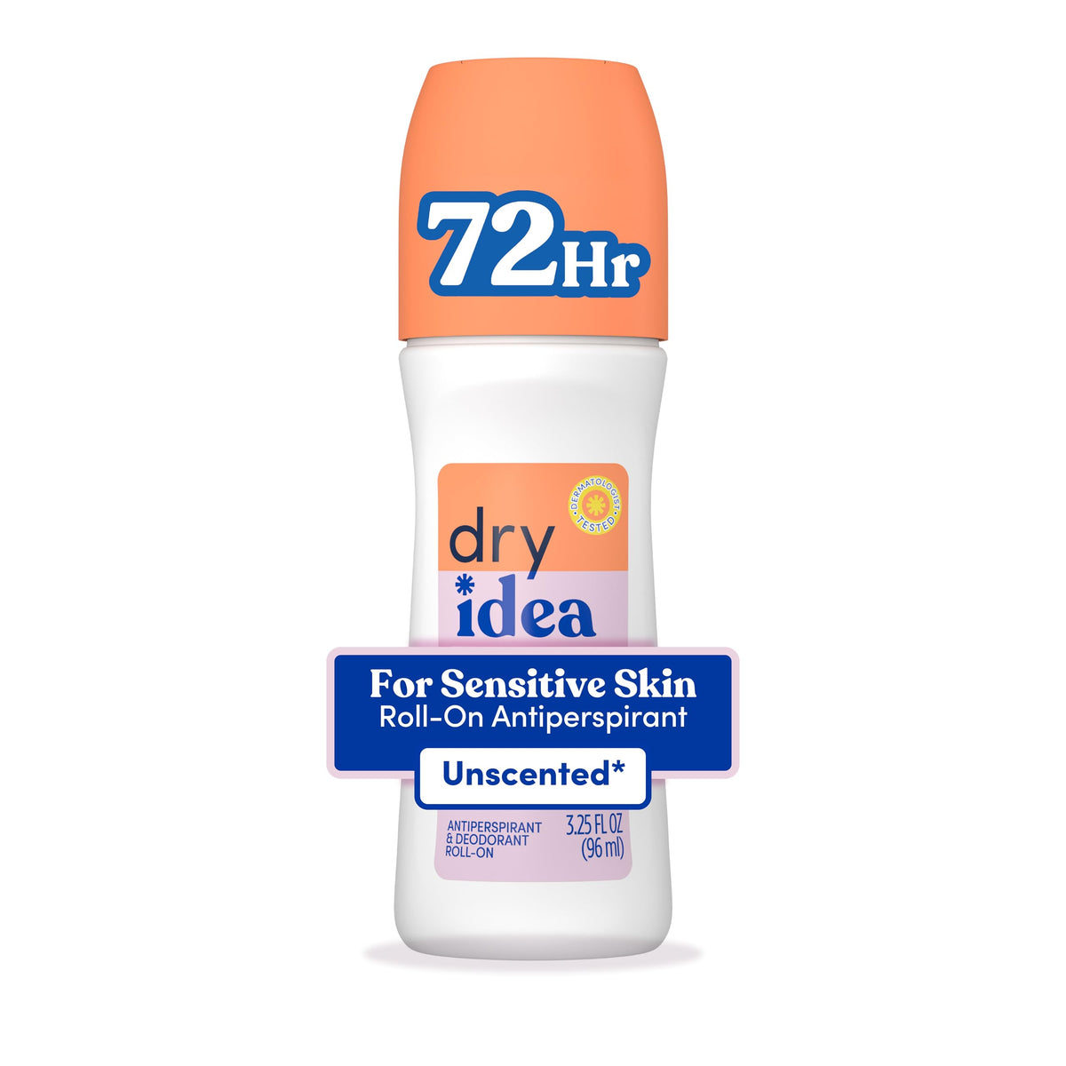 Dry Idea Unscented Roll-On Deodorant front view 3.25oz