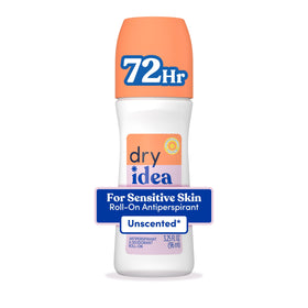 Dry Idea Unscented Roll-On Deodorant front view 3.25oz
