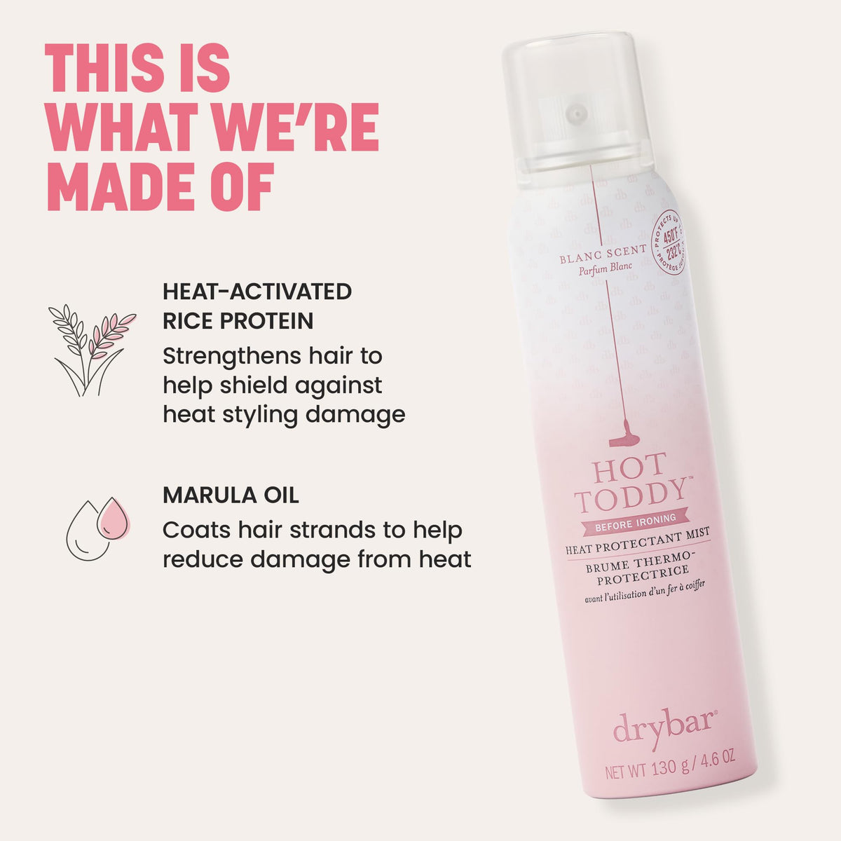 Drybar Hot Toddy Heat Protectant Mist 4.6 oz side view