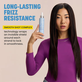 Drybar Liquid Glass Miracle Smoothing Sealant on a vanity