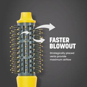 Drybar The Half Shot 1.5" Round Blow-Dryer Brush on a bathroom counter