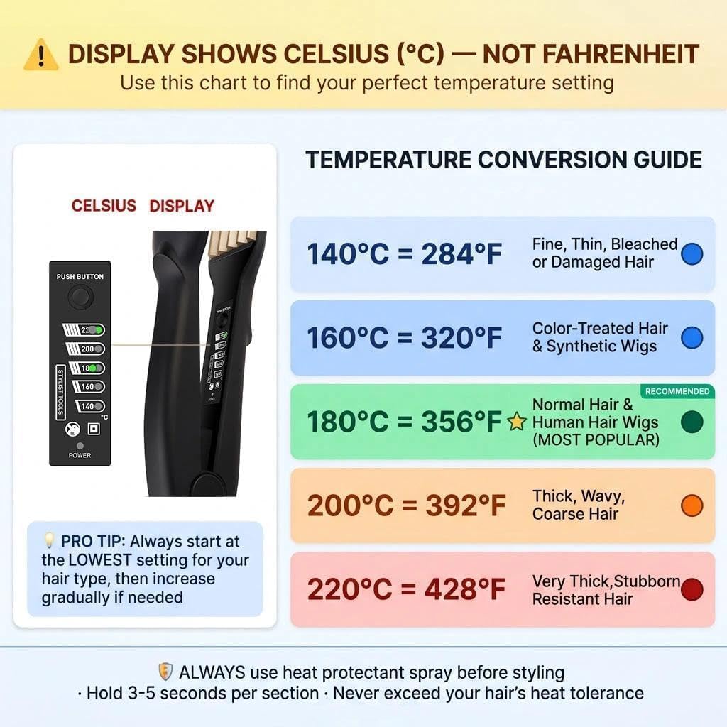 DSHOW Crimping Iron Hair Crimper displaying temperature control