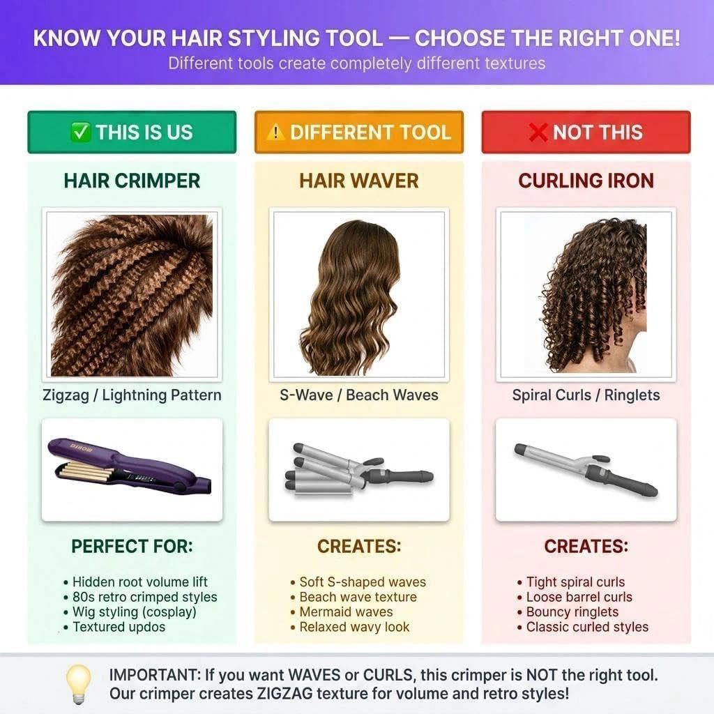 DSHOW Crimping Iron Hair Crimper in use on long hair