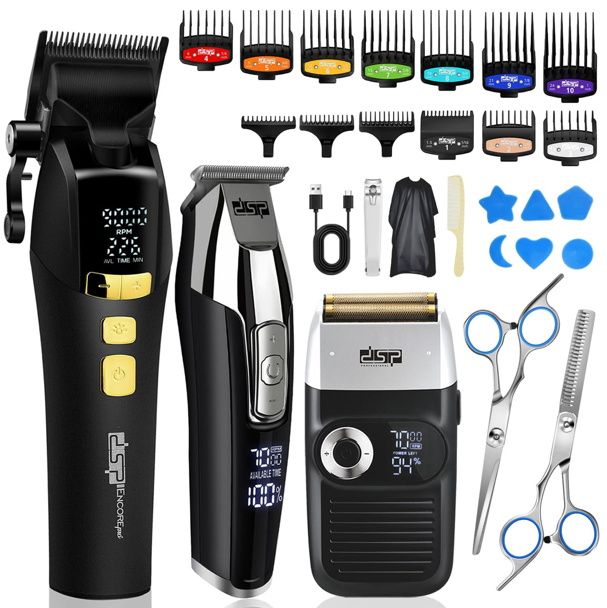 DSP 3-in-1 Hair Clipper Trimmer Shaver Kit front view